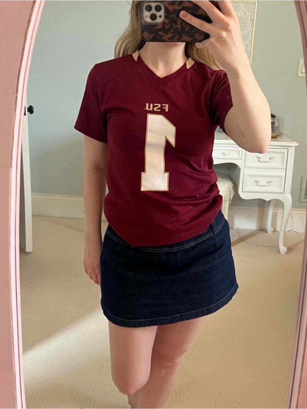 FSU Garnet Football Jersey with White Number 1